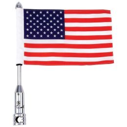 Diamond Plate Motorcycle Flagpole Mount and USA Flag