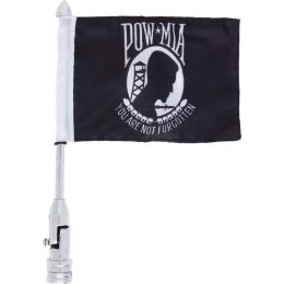 Diamond Plate Motorcycle Flagpole Mount and POW/MIA Flag