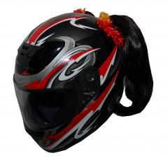 Motorcycle Helmet Pigtails - Black
