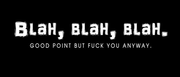 Blah, Blah, Blah.  Good Point But Fuck You Anyway Helmet Sticker (1 Dozen)