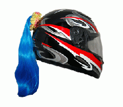 Motorcycle Helmet Ponytail - Blue