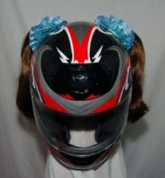 Motorcycle Helmet Pigtails - Brown