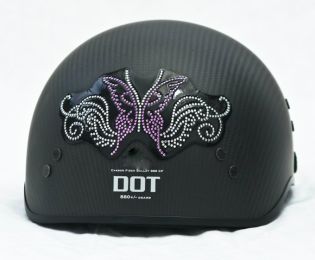 Rhinestone Helmet Patch - Purple Sparkly Butterfly