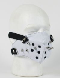 Face Mask - 1/2 Punk Rivet White Pleather