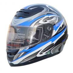 Rz80Bg - Dot Full Face Blue Graphic Motorcycle Helmet