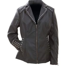 Giovanni Navarre Tailored Ladies Faux Leather Studded Jacket