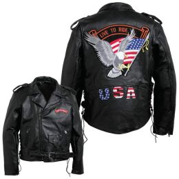 Diamond Plate Mens Hand-Sewn Pebble Grain Genuine Buffalo Leather Jacket