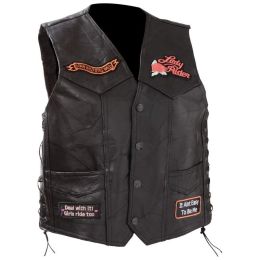 Diamond Plate Ladies Rock Design Genuine Leather Vest