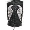 Diamond Plate Ladies Rock Design Genuine Leather Angel Wing Vest