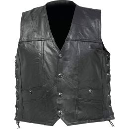 Diamond Plate Rock Design Genuine Buffalo Leather Concealed Carry Vest