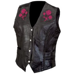 Live-Ride-Rock Ladies Rock Design Genuine Buffalo Leather Vest