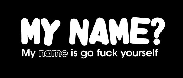 My Name? My Name Is Go Fuck Yourself Motorcycle Helmet Sticker (1 Dozen)