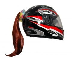 Motorcycle Helmet Ponytail - Natural Red