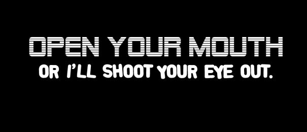 Open Your Mouth Or Iâ€™Ll Shoot Your Eye Out Motorcycle Helmet Sticker (1 Dozen)