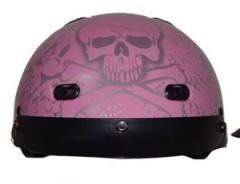 1Vbyp - Dot Vented Pink Boneyard Ladies Motorcycle Half Helmet Beanie Helmets