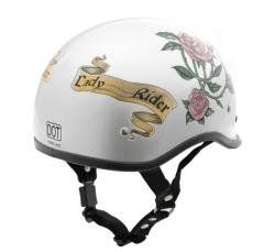 Exsr - Dot Polo Ex Style Lady Rider Silver Motorcycle Helmet