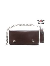 Brown Bifold Motorcycle Chain Wallet