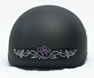 Rhinestone Helmet Patch - Purple Rose