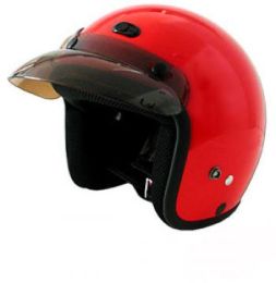 Rmtr - Dot Red 3/4 Motorcycle Helmet. Three Quarter Helmet