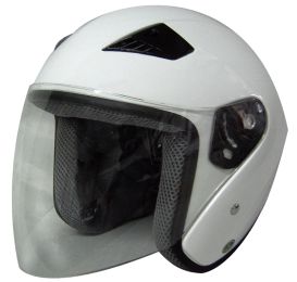 Rk5W - White Dot Motorcycle Helmet Rk-5 Open Face With Flip Shield
