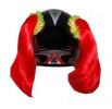 Motorcycle Helmet Pigtails - Red