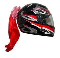 Motorcycle Helmet Ponytail - Red