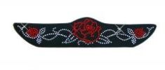 Rhinestone Helmet Patch - Red Rose