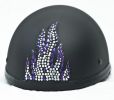 Rhinestone Helmet Patch - Purple Flame