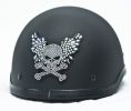 Rhinestone Helmet Patch - Winged Skull Crossbones