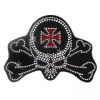 Rhinestone Helmet Patch - Skull Red Cross