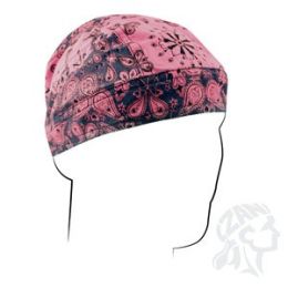 Skull Cap - Two-Tone Pink Paisley Flames Do-Rag Flydanna