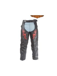 Flame Embroidered Motorcycle Chaps