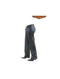 Women Black Leather Chaps