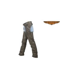 Mens Distressed Brown Leather Motorcycle Chaps