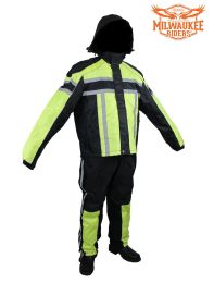 Black/Fluorescent Textile Two-Piece Rain Suit