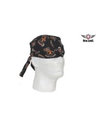 Cotton Skull Cap W/ Chopper Cross & Live To Ride Logo