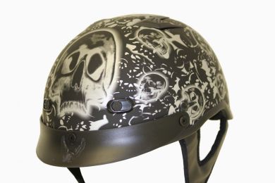 1Mbyb - Dot Matte Bone Yard Black Shorty Motorcycle Helmet