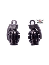 Two Black Grenades Tire Valve Stem Caps