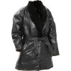 Italian Stone Design Ladies Coat with Fur Collar - Size Large