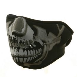 Face Mask - 1/2 Chrome Skull Face Neoprene