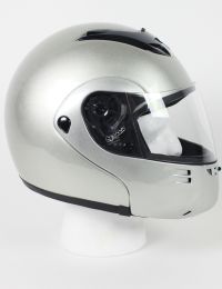Mods - Dot Full Face Silver Modular Motorcycle Helmet