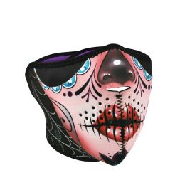 WNFM082H ZAN&reg; Half Mask- Neoprene- Sugar Skull Reversible to Purp