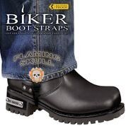 BBS/FS6 Weather Proof- Boot Straps- Flaming Skull- 6 Inch