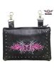 Studded Naked Cowhide Leather Gun Holster Belt Bag with Pink & Silver Butterfly