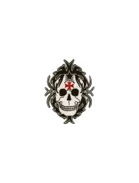 Skull with Red Iron Cross Biker Patch