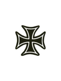 Iron Cross White Border Biker Patch