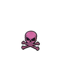 Light Pink Skull With Crossbones Biker Patch