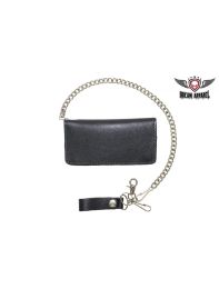 Heavy Duty Black Leather Chain Wallet