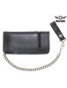 Black Leather Chain Wallet with Zipper