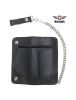 Black Leather Chain Wallet with Zipper